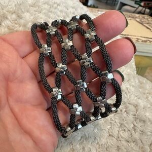 Charcoal and Silver Mesh Bracelet